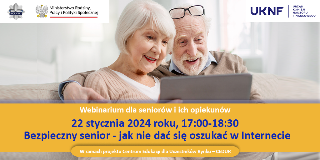 grafika webinarium cedur dla seniorow i ich opiekunow 22 stycznia 2024 roku